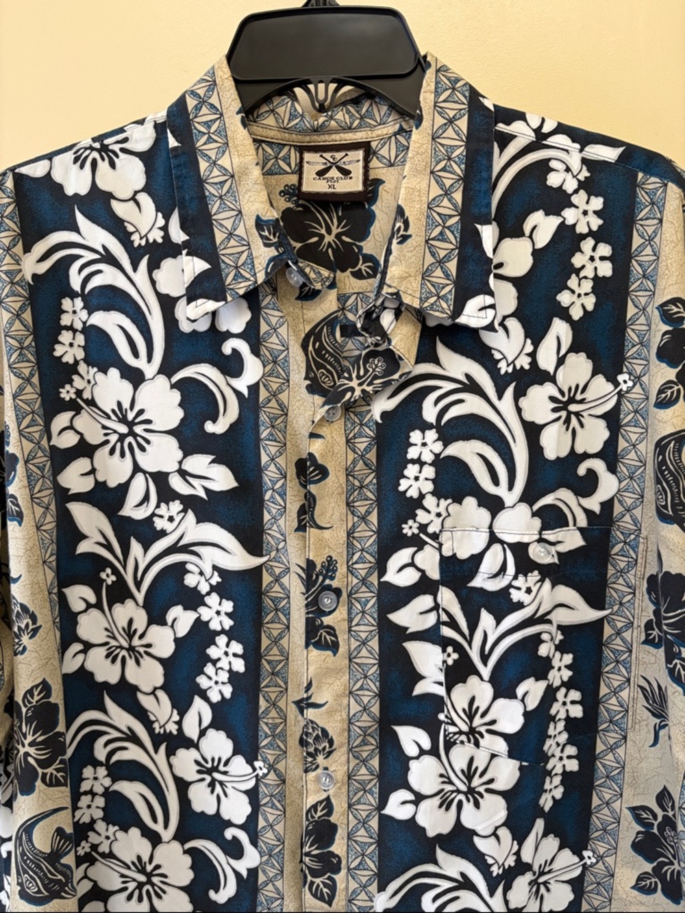 Fiji Navy & Tan Hawaiian Shirt 🌺 🍍 🐠